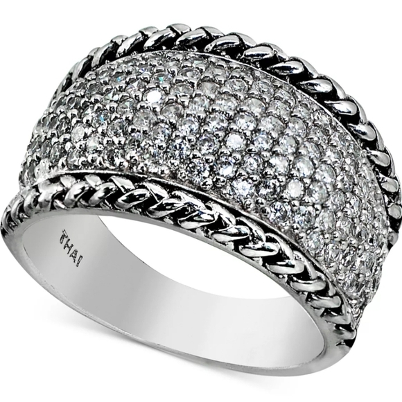 Macy's Jewelry - Cubic Zirconia Pavé Statement Ring in Sterling Silver size 7